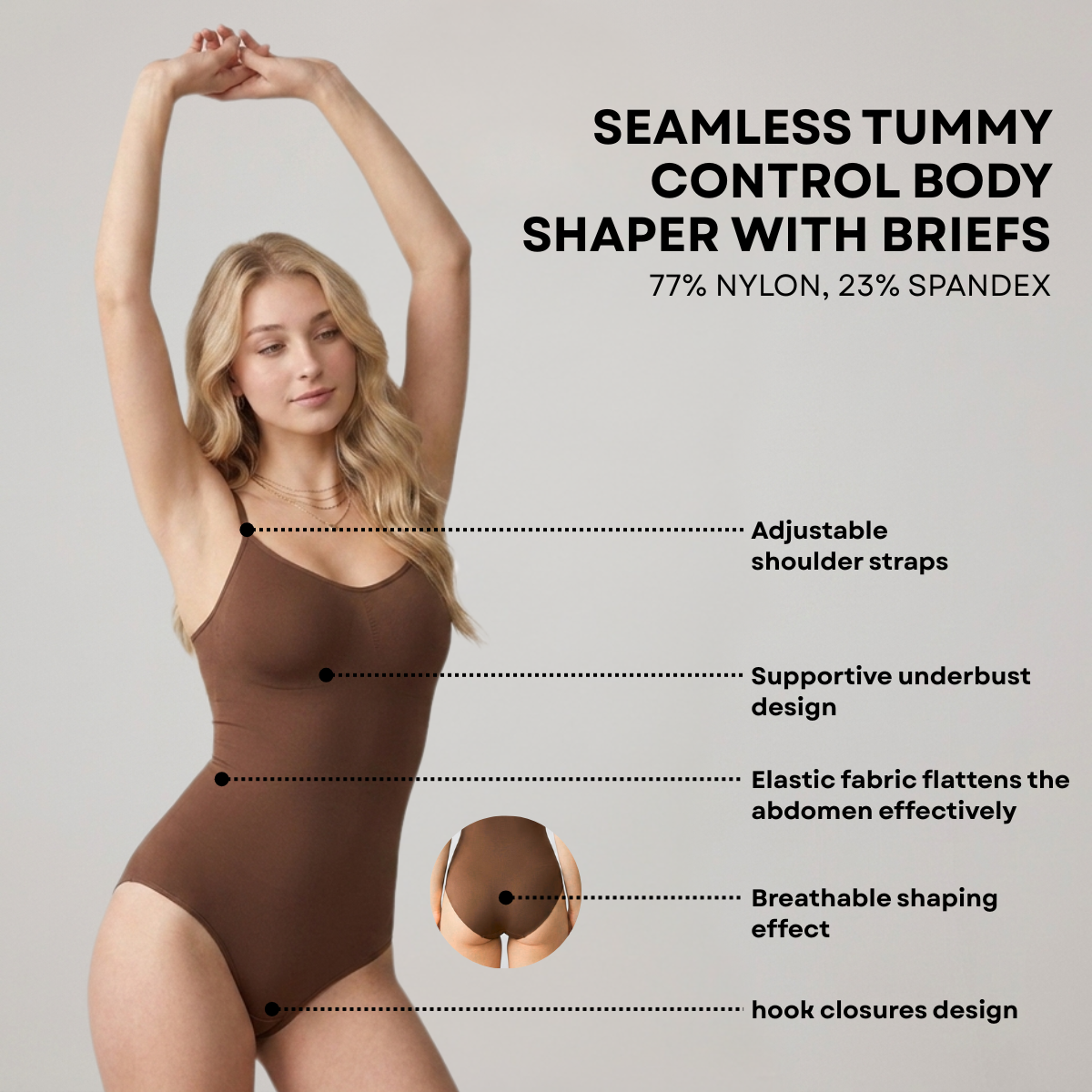 Seamless Tummy Control Body Shaper with Briefs