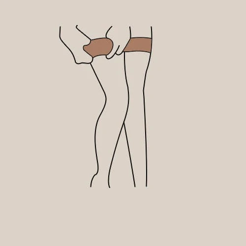 Wear it from the feet. Pull it from feet up the hip.